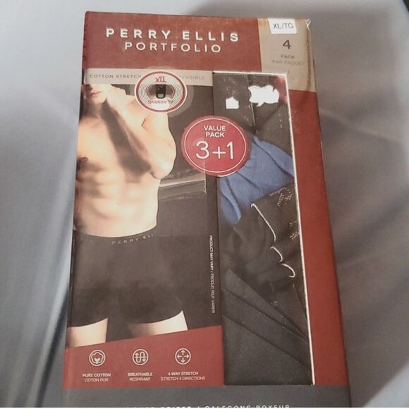 NWT Perry Ellis 4 Pack Men’s Boxer Briefs Size XL - Picture 1 of 8